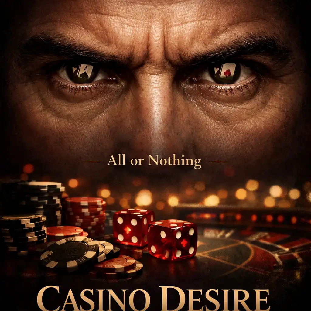 Film poster for a classic casino drama featuring intense eyes with playing cards reflected in the pupils